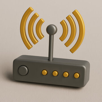 3D Render of a Wireless Router Icon  High-Quality Digital Illustration of Network Connectivity