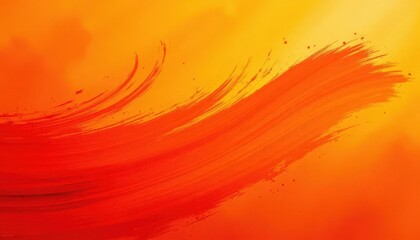 Poster - Vibrant Orange Brushstrokes in Abstract Swirling Patterns
