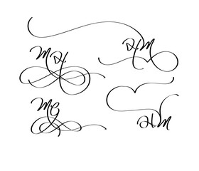 Poster - HM Calligraphy Logo – Stylish Overlapping Letters H and M in Monogram Design