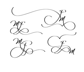 Poster - MF Logo – Elegant Calligraphy Monogram of M and F Interlocked Letters