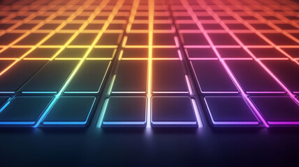 Poster - Vibrant closeup of illuminated gaming keys in grid pattern, showcasing colorful lights