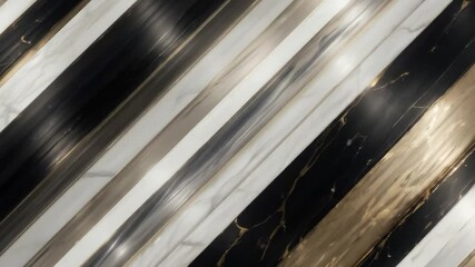 Poster - Abstract Marble Pattern Video: Diagonal Black, White, and Gold Veins