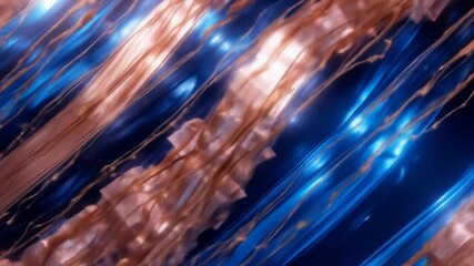 Poster - Abstract Motion: Flowing Blue and Copper Strands in a Dynamic, Visually Striking Composition