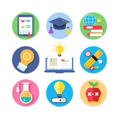 Poster - Flat vector business and finance icon set for web, mobile, and office