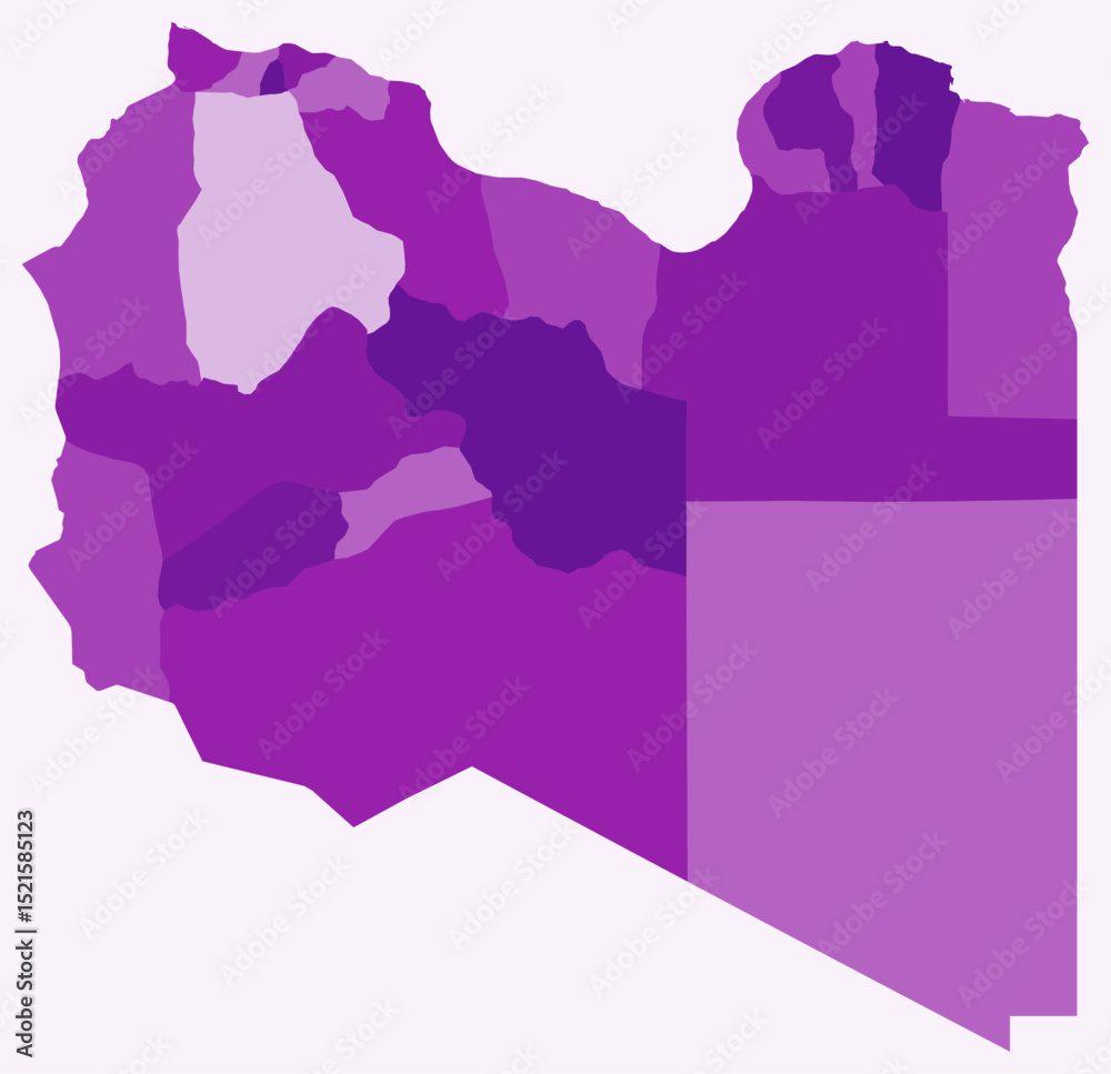 Libya Map Shape Map of Libya with regions. Just a simple country border map with region ...