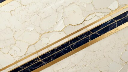Poster - Abstract Marble Texture with Gold and Navy Diagonal Stripes Video Background