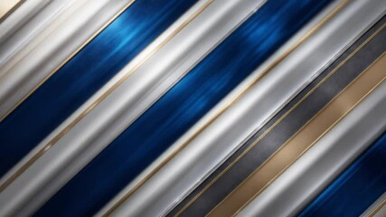 Poster - Abstract Motion: Dynamic Blue, Silver, and Gold Metallic Stripes Animation