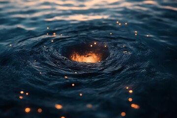 Poster - •  Black hole absorbing light with glowing stars circling its edge 