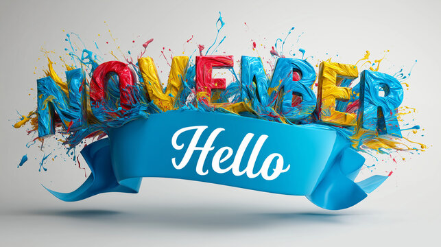 Greeting November with Colorful Celebration and Hello Message
