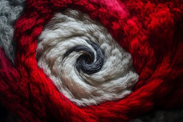 Poster - Crimson and silver cosmic clouds spiral in slow elegant motion 