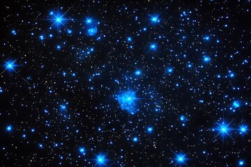 Poster - •  Deep space black hole surrounded by sparkling blue stars 