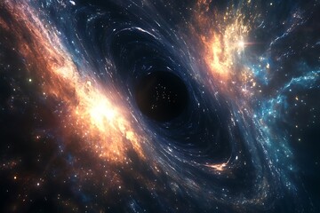 Poster - •  Dense star cluster pulled toward a central black void 