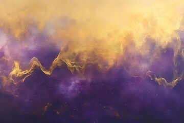 Poster - Dissolving shapes drift through a purple and gold nebula haze 