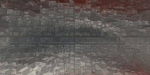 Fototapete - Abstract cityscape mosaic in grayscale and brown