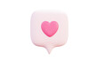 © Chinese - 3D square message bubble with pink heart for love chat, romantic communication, and social media emoji design