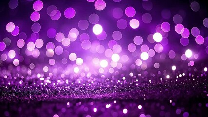 Poster - Blurred glowing purple circles with glittery ground in a dreamlike ambient scene
