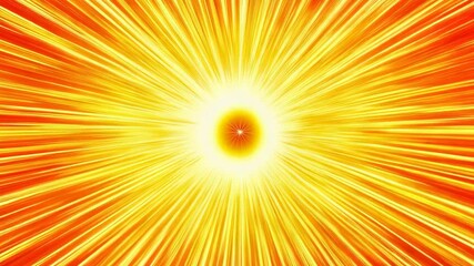 Poster - Dynamic burst of vibrant energy radiates outward from a central point in a starburst pattern of bright yellow and red hues, intense focus.