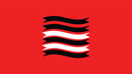 Poster - Abstract vertical composition featuring layered ribbons on a bold red background