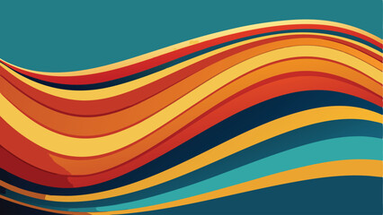 Poster - Abstract wavy lines illustration in warm retro colors with background transparency