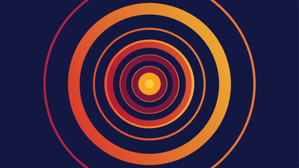 Poster - Concentric circles abstract background design featuring orange and blue gradients