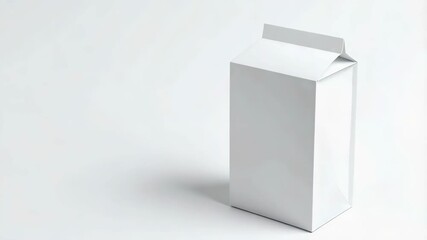 Poster - Close up of plain white carton against white background showing minimalist design and copy space