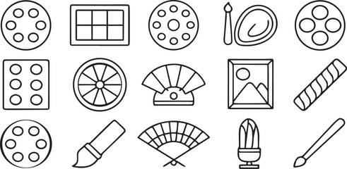 Fototapete - Palette Icons Editable Color Design Line Art Vector