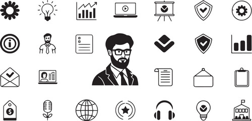 Poster - Branding Icons Editable Identity Solid Black Vector