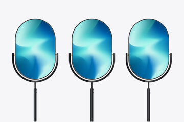 Aufkleber - Group of three Technology sleek LED screens TV with minimalist legs and a clean, A Technology LED screen futuristic user interface for promotional visuals. vector
