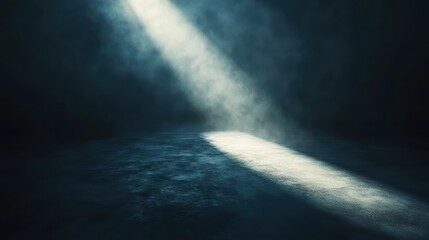 Poster - Dramatic beam light illuminating dark space studio setting visual art environment low angle focused concept