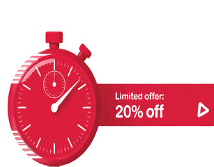 red stopwatch design element perfect for branding projects offers scalable time related graphics and