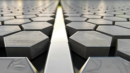 Poster - Close-up view of hexagonal tiles showcasing innovative design and textures in a contemporary architectural setting