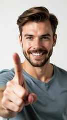 Poster - A person with a beard pointing at the camera, isolated on a white background