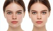 © Mr.Spy - Before and After Skin Care Transformation of a Young Woman - From Acne to Clear Skin, Beauty and Dermatology Concept for Cosmetic Treatment and Wellness Stock Imagery