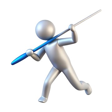 3d render of athlete throwing javelin isolated on white background