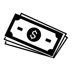 Poster - Stack of dollar banknotes isolated on white background.  Cash money illustration shows three bills with dollar sign.  Simple money graphic for financial design projects, perfect for web design.