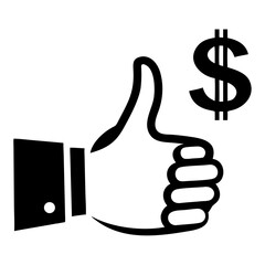 Poster - Thumbs up gesture with dollar sign. Positive financial symbol shows approval and success.  This image is perfect for illustrating financial success and positive feedback.
