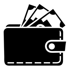 Poster - Full wallet with money bills. Stylish leather wallet with cash inside, ready for online payment or shopping. This illustration of a full wallet is perfect for financial websites or mobile apps.