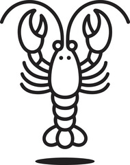 Leinwandbilder - Clean minimal black line art illustration of a lobster showing iconic claws and body details.