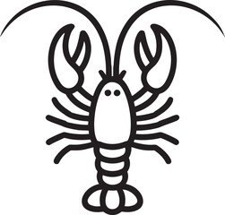 Leinwandbilder - Simple outline illustration of a lobster in black color suitable for logos seafood and culinary themes