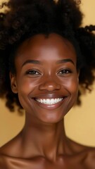 Poster - A smiling woman with a big grin, showing joy and happiness