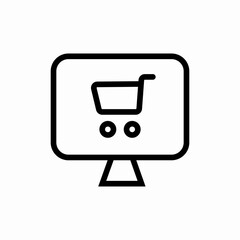 Poster - Online store computer shopping icon vector sign