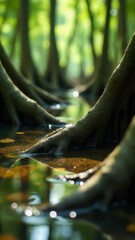 Poster - Group of trees submerged in water, possibly due to flooding or low tide