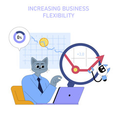 Poster - AI In Medium Sized Business Processes. Flat Vector Illustration