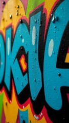 Poster - Close-up shot of urban street art on a concrete wall, ideal for background or texture use