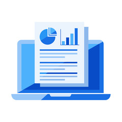 Poster - Laptop with Business Report, Charts, and Data Analysis Icon