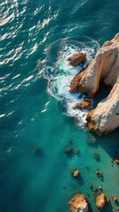 Poster - A serene lake scene with rocks and calm water
