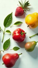 Poster - Assortment of fruits and vegetables on a white background