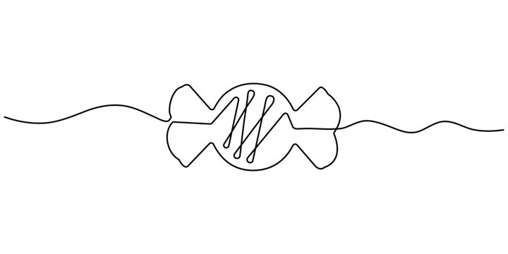 One Continuous Line Drawing of Candy Icon. Single Line Vector Illustration, Sweet Candy single outline illustration. Continuous line art drawing of candy for kids. Editable stroke, Candy.