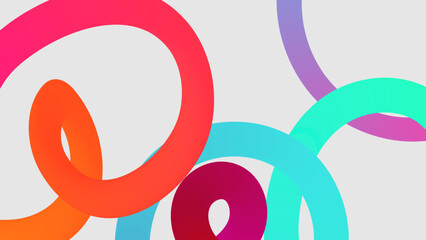 Poster - Set of vector graphic elements. Abstract shapes with smooth wavy lines, bright colors and gradient transitions.