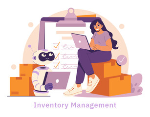 Poster - AI In Logistic. Flat Vector Illustration
